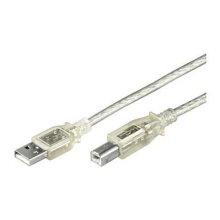 "High-Speed MicroConnect USB20 A-B 2m M-M Transparent Cable - Reliable & Efficient Connectivity | USBAB2T"